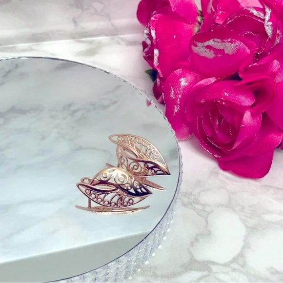 585 Rose Gold Plated Hollow Big Drop Earrings - Picture 7 of 8